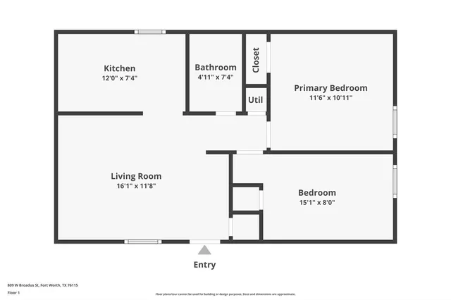 $1,500 | 809 West Broadus Street, Fort Worth, TX 76115
