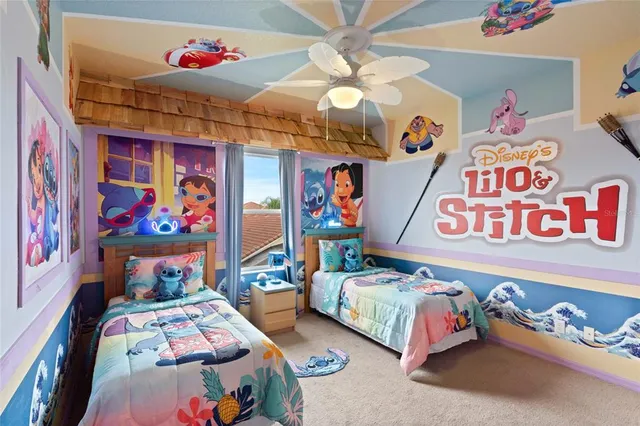 a bedroom with furniture and a bed