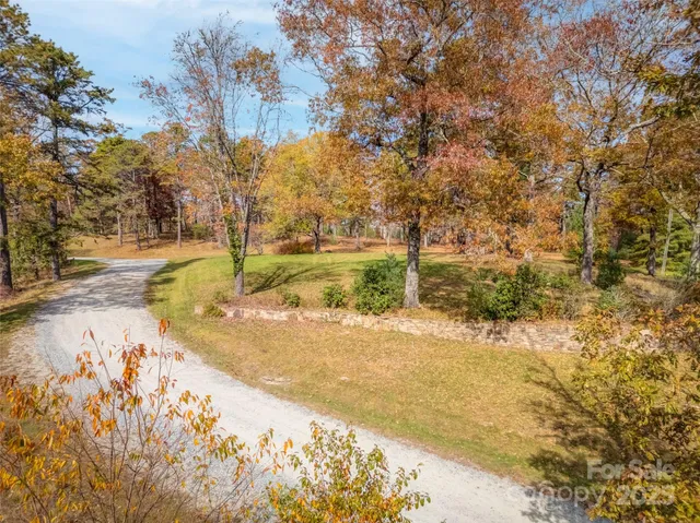 a backyard of apartments with large trees