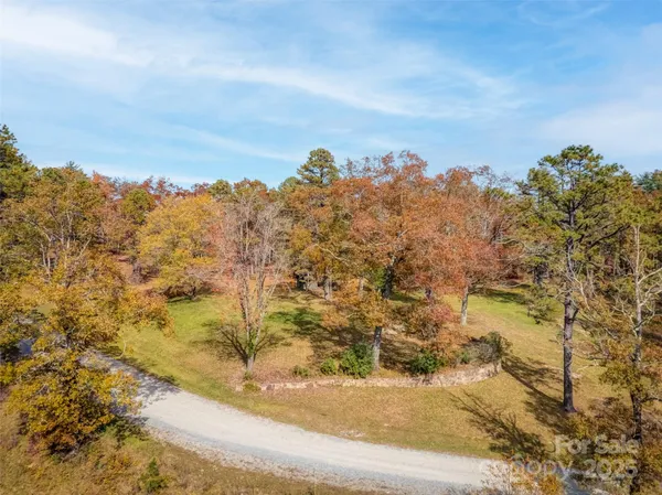 a view of a yard with an trees