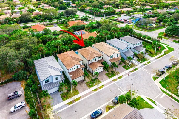 an aerial view of a house