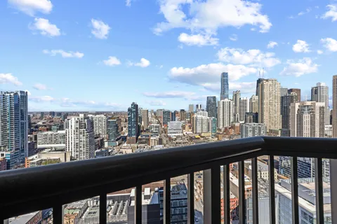 a city view from a balcony