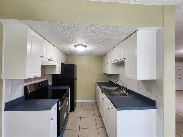 a kitchen with a sink a stove and a refrigerator