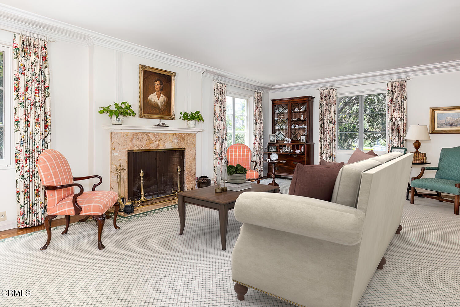 658 Chaucer Road San Marino, CA 91108 - Photo 9 of 39 a living room with furniture and a fireplace