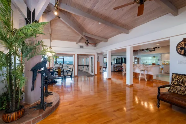 a view of a chairs and table in a room