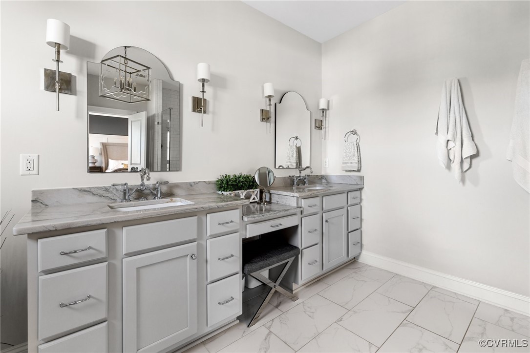 16143 Old Castle Road Midlothian, VA 23112 - Photo 26 of 50 Primary Bathroom with Tile Floors, Quartz Countert