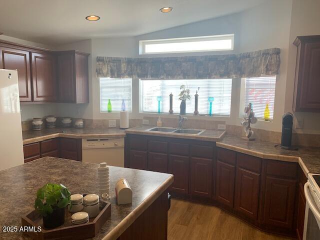 2528 East McKellips Road, Unit 146 Mesa, AZ 85213 - Photo 4 of 41 a kitchen with stainless steel appliances granite countertop a sink a stove and a refrigerator