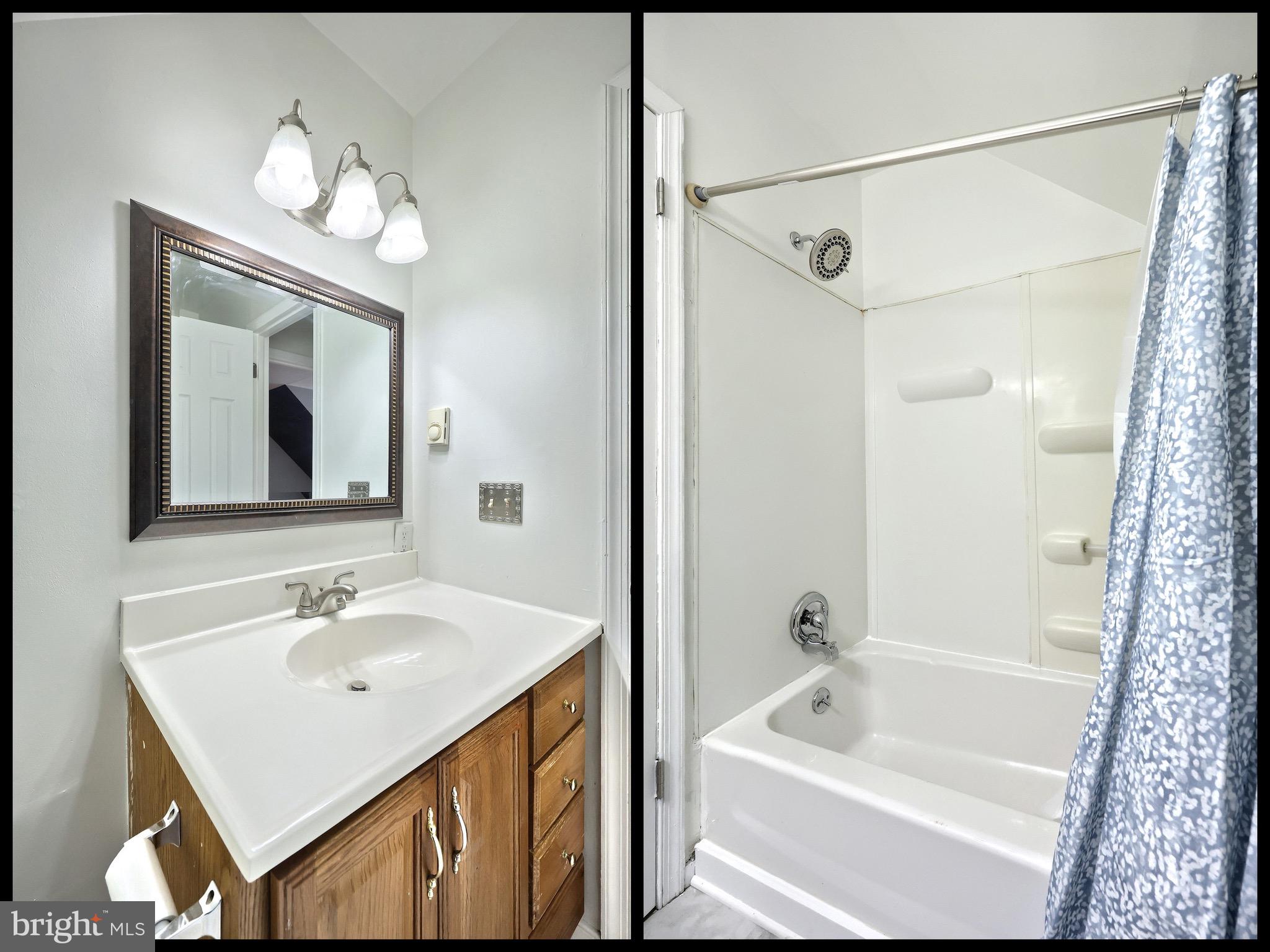 5077 Snyder Mill Road Spring Grove, PA 17362 - Photo 39 of 71 a bathroom with a sink a mirror a bathtub and a shower
