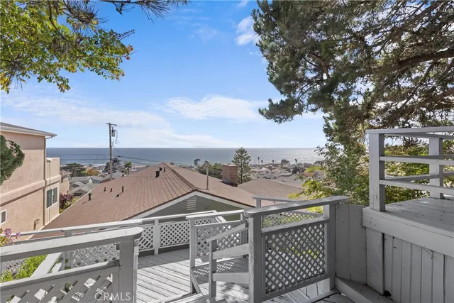 a view of a terrace with a trees