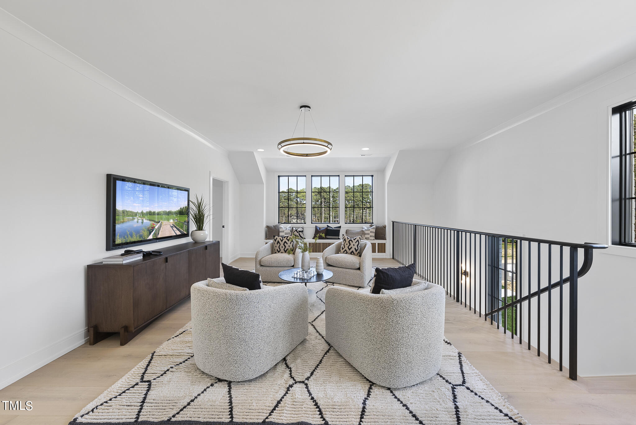 3305 Founding Place Raleigh, NC 27612 - Photo 14 of 100 a living room with fireplace furniture and a flat screen tv