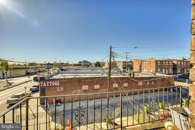a view of a balcony with city view