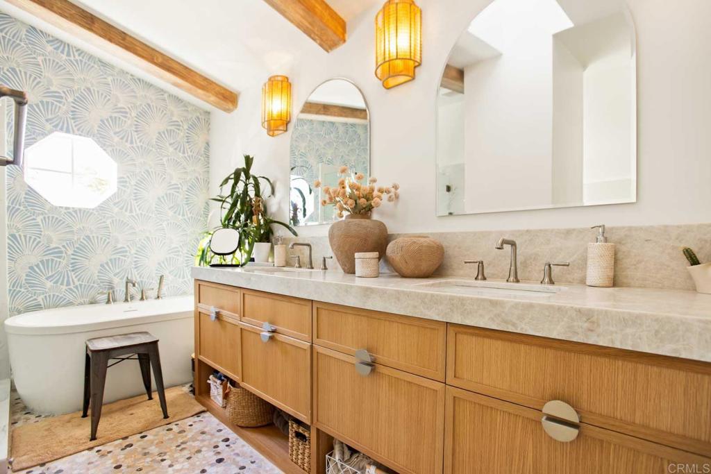 381 Via Almansa Encinitas, CA 92024 - Photo 20 of 32 a bathroom with a sink vanity granite and a mirror