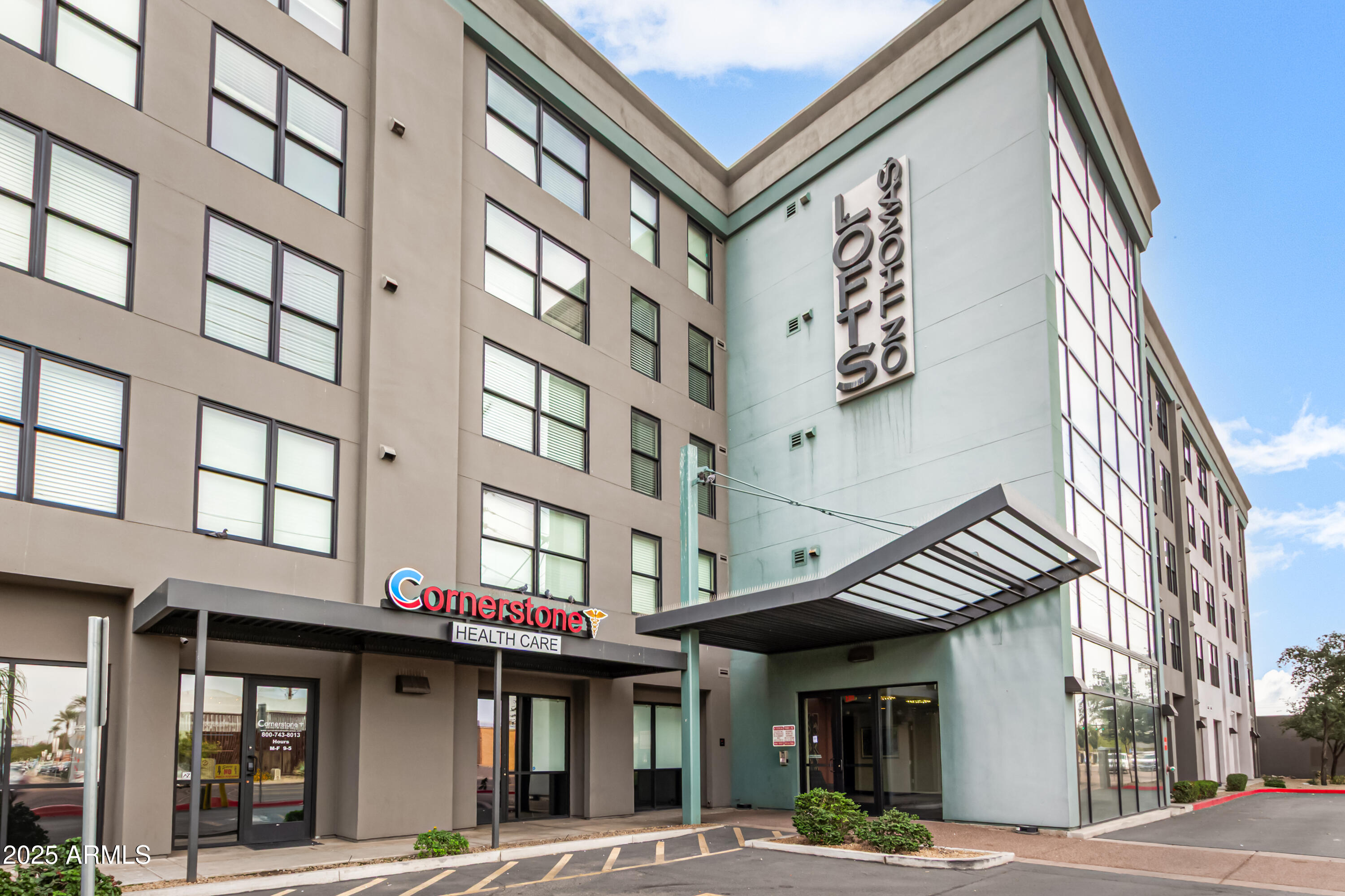 a front view of a building