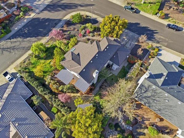 an aerial view of a house