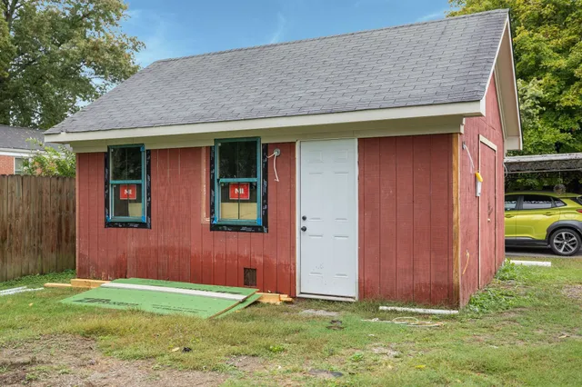 a view of a room with a balcony