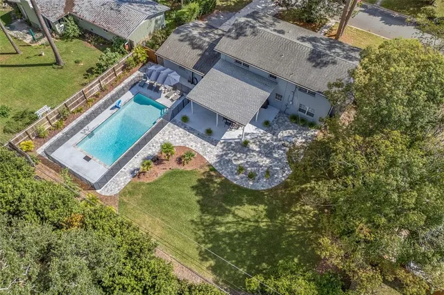 an aerial view of a house