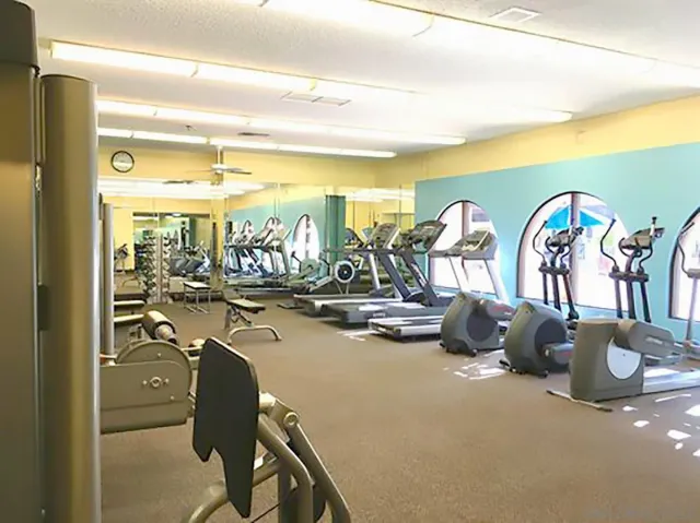 a view of a room with gym equipment