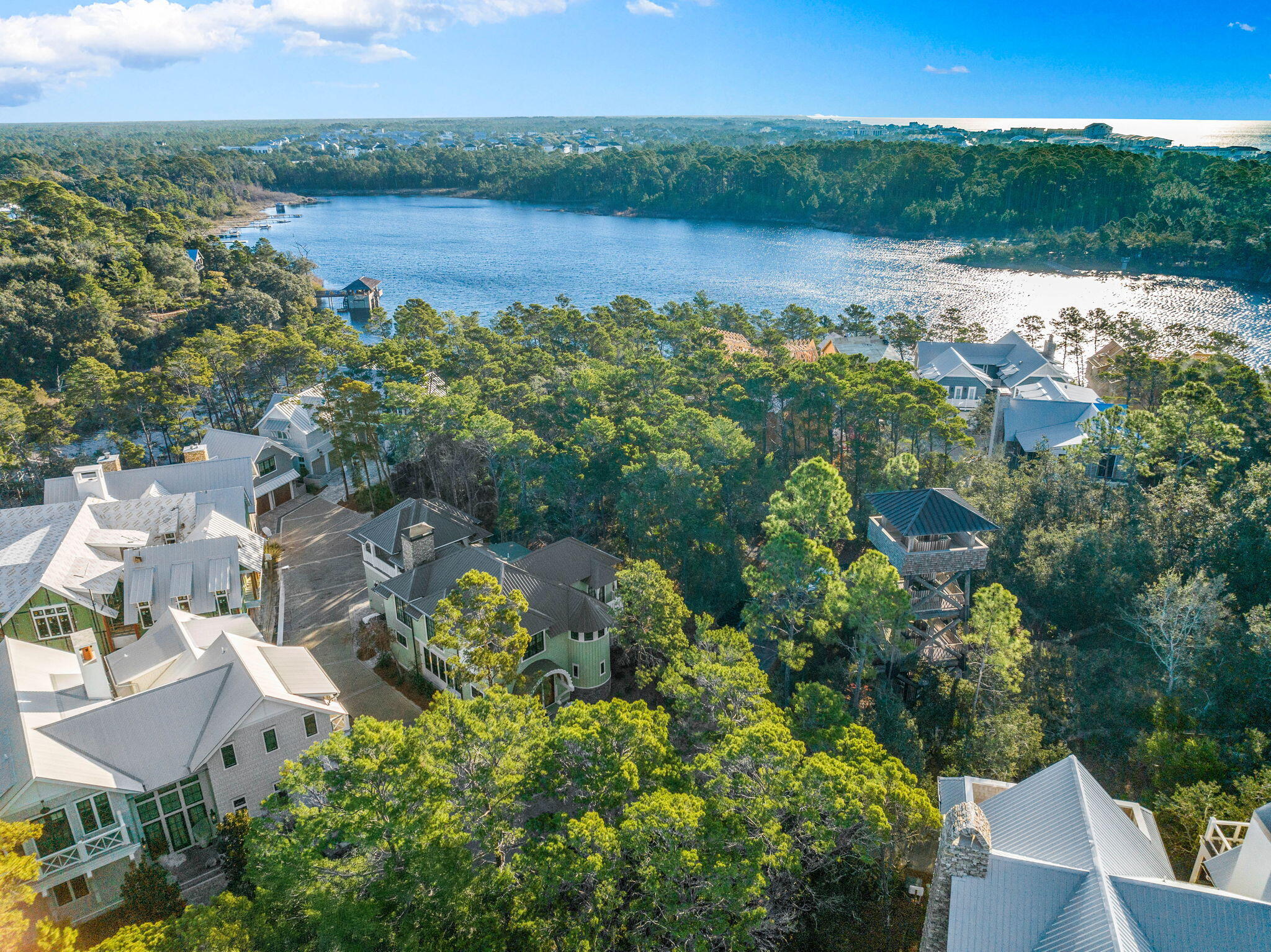 7-6 Cedar Post Road Santa Rosa Beach, FL 32459 - Photo 5 of 37 an aerial view of residential house with outdoor space and lake view