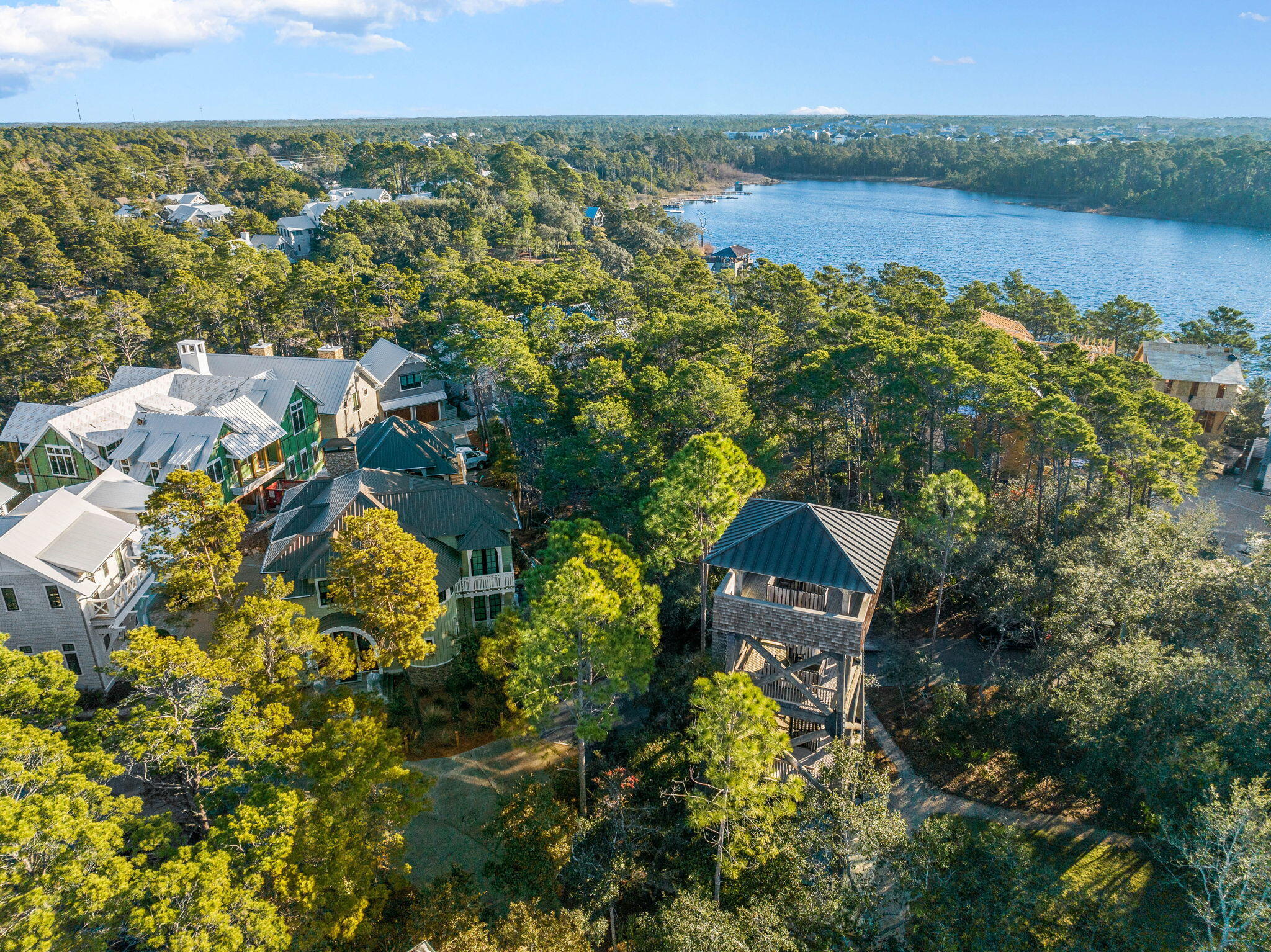 7-6 Cedar Post Road Santa Rosa Beach, FL 32459 - Photo 8 of 37 an aerial view of a houses with a lake view