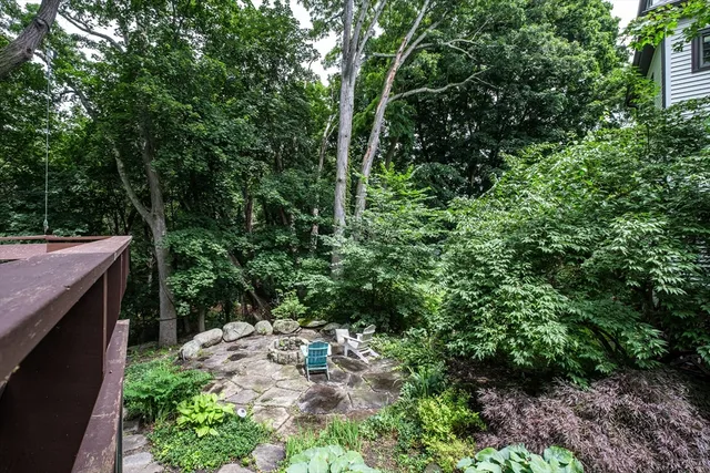 a view of backyard with green space