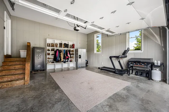 a view of a lake with a yard