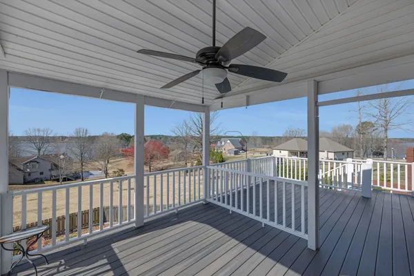 a view of a balcony with a sink
