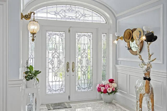 a large kitchen with cabinets