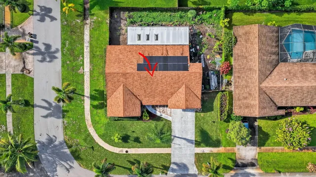 an aerial view of a house