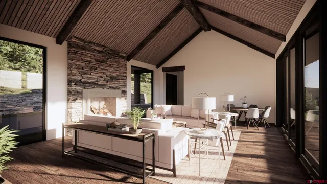 a view of a terrace with wooden floor and fence