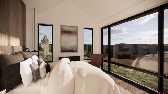 a view of a room with a large windows