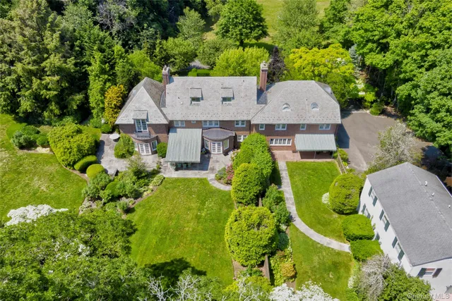 an aerial view of a house