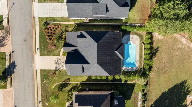 an aerial view of a house