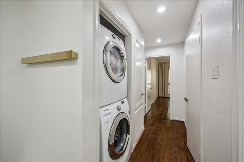 a view of a storage & utility room with washer and dryer