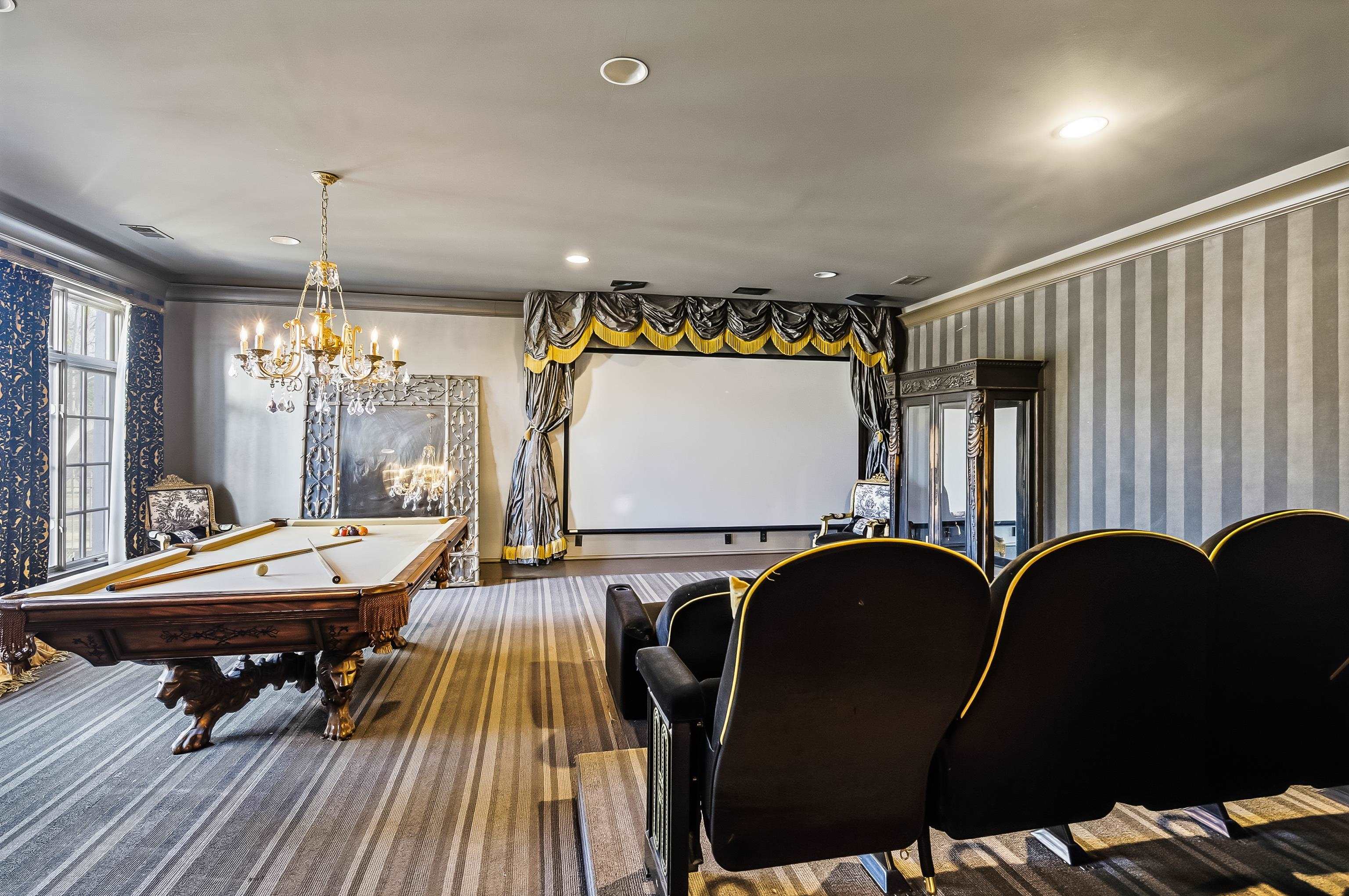 5110 Reynolds Road Collierville, TN 38017 - Photo 18 of 40 Playroom with billiards, wallpapered walls, recessed lighting, crown molding, and carpet flooring