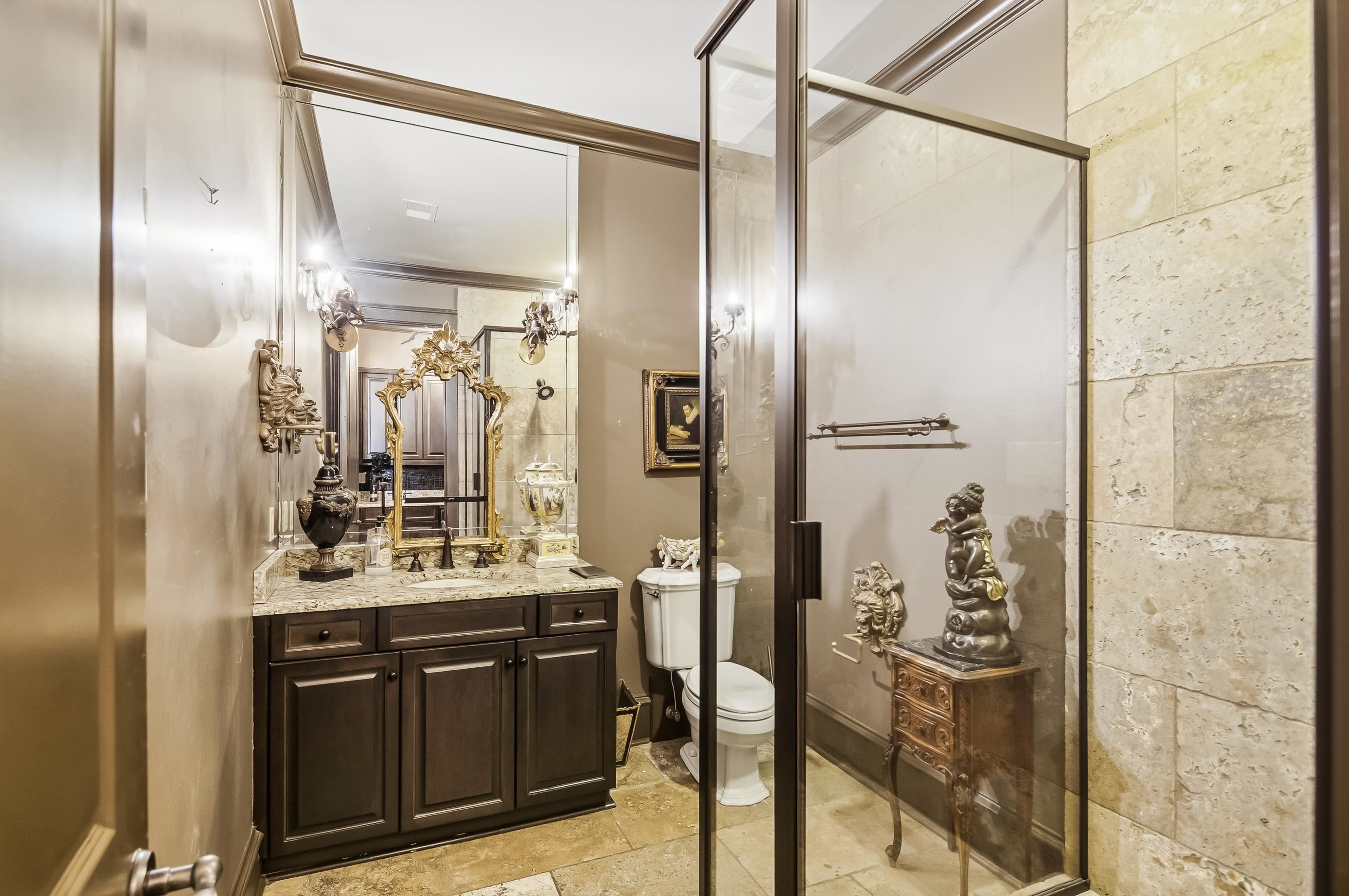 5110 Reynolds Road Collierville, TN 38017 - Photo 28 of 40 Bathroom featuring vanity, a shower stall, and ornamental molding