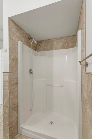 a bathroom with a shower