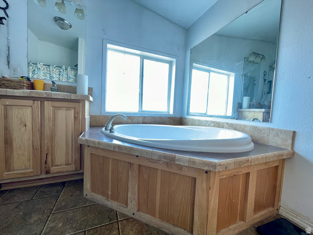 240 Horseshoe Bend Road Vernal, UT 84078 - Photo 15 of 41 Primary bathroom featuring vanity, a bath, and a shower