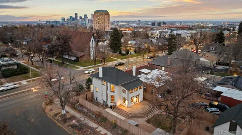 a city view with tall buildings
