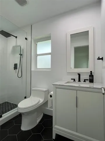 a bathroom with a sink toilet and mirror