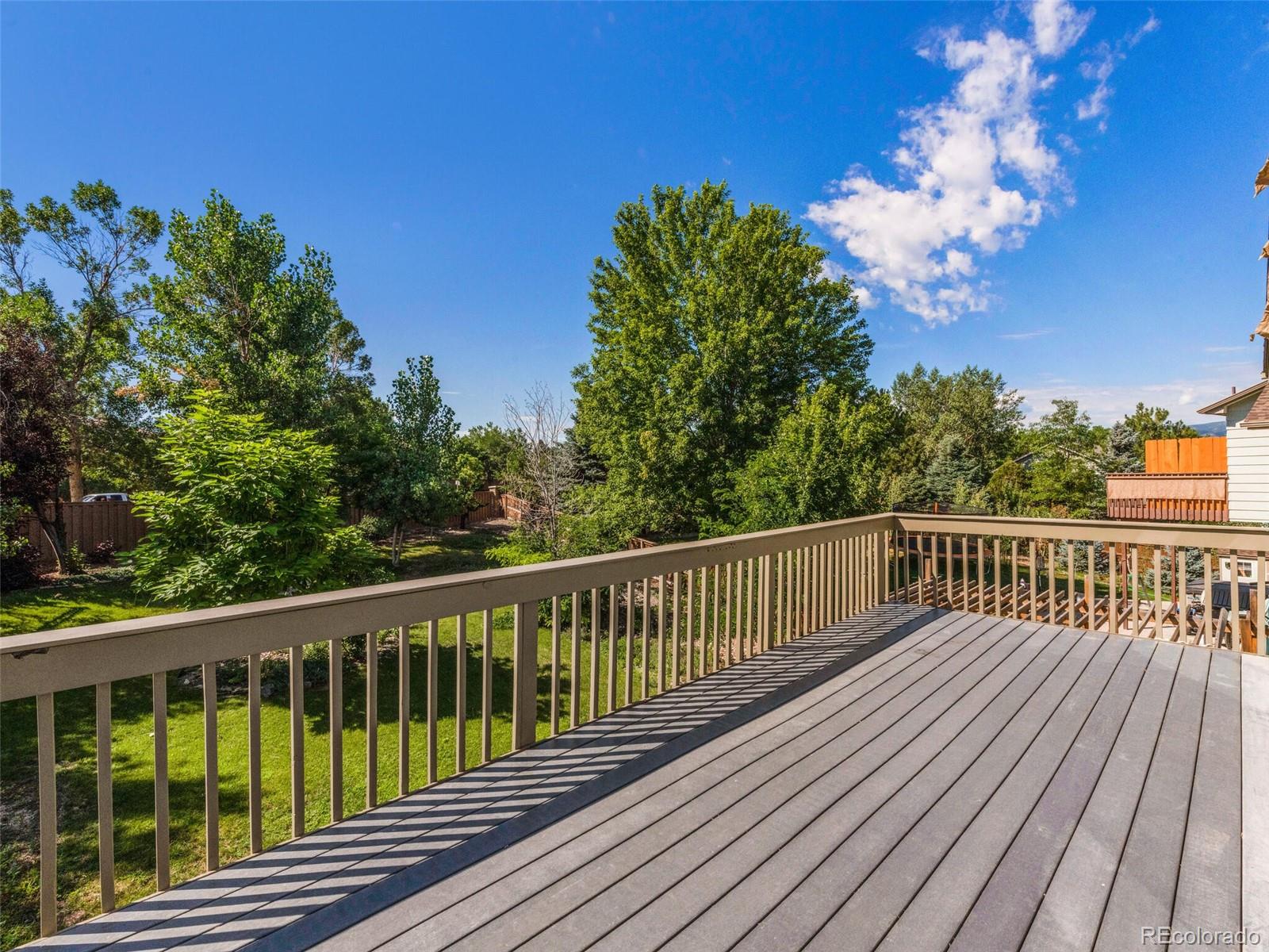 9454 Wolfe Place Highlands Ranch, CO 80129 - Photo 30 of 31 a view of balcony with wooden floor and fence