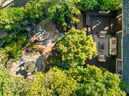 a backyard of a house with lots of green space