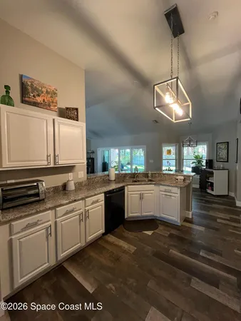 a kitchen with lots of counter top space