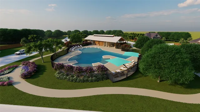 a view of a lake with a yard