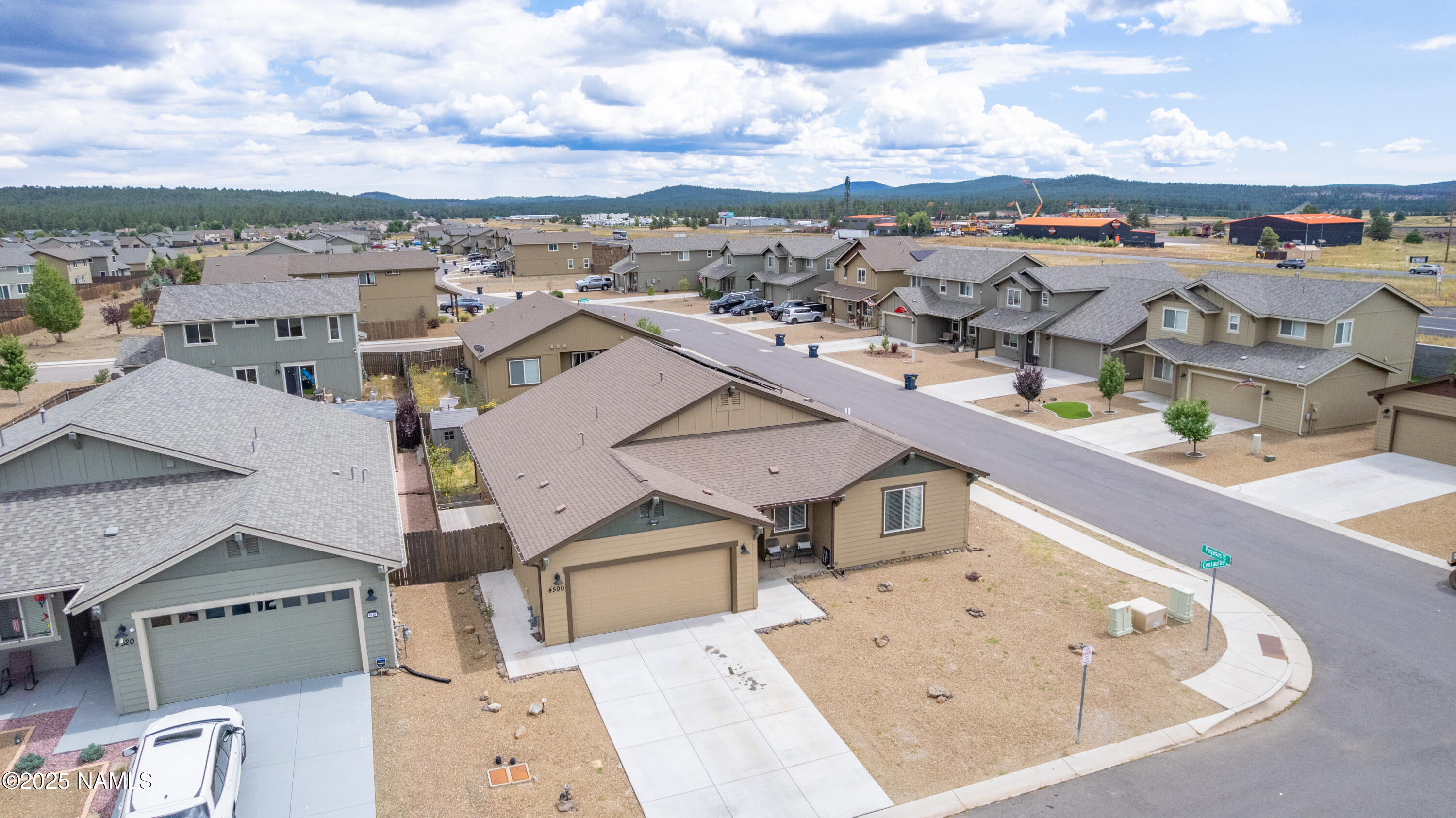 an aerial view of a house