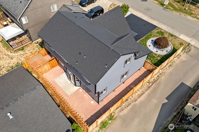 an aerial view of a house