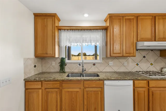 a kitchen with stainless steel appliances granite countertop a sink and a cabinets