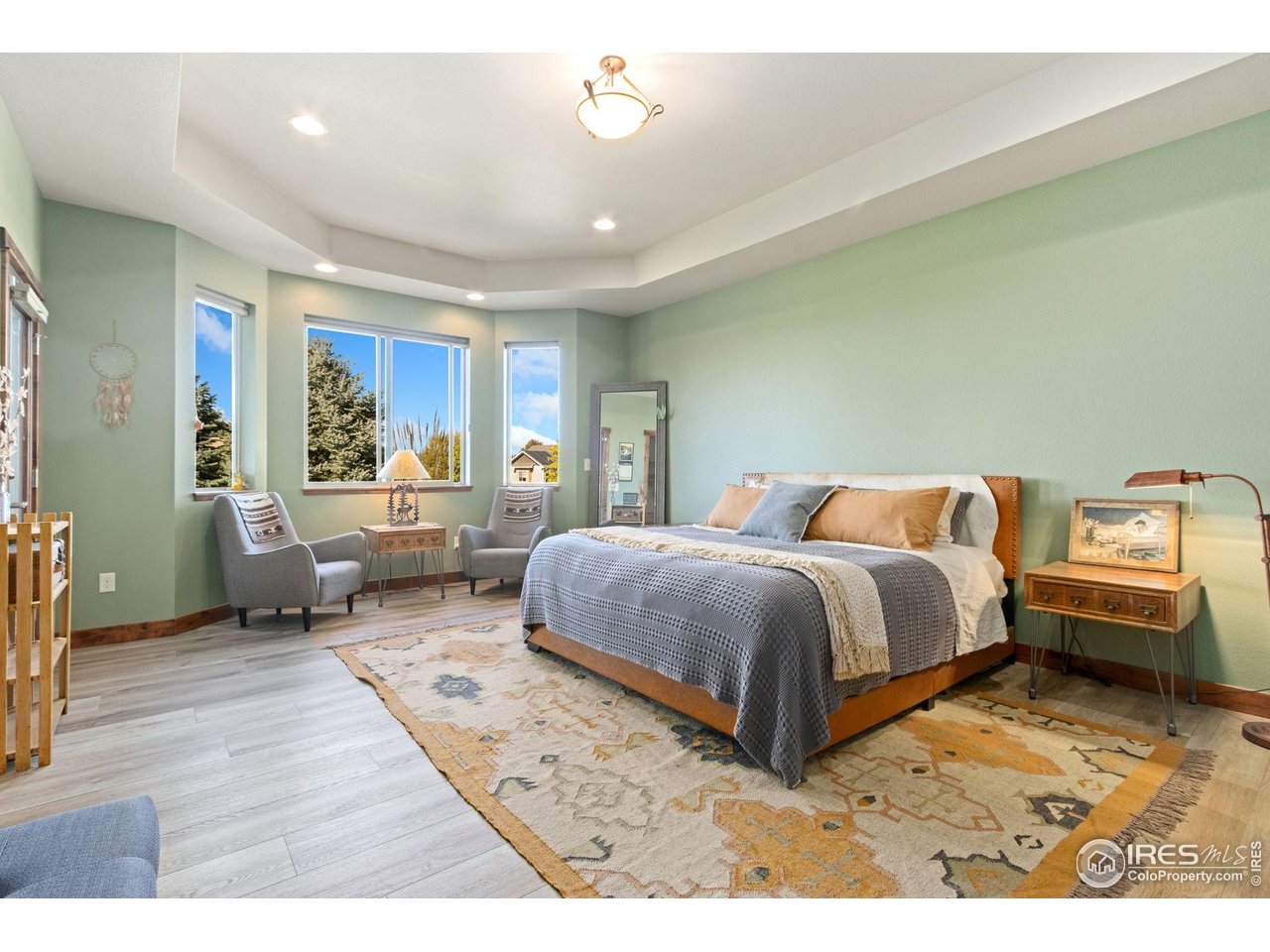 7982 Rising Sun Court Windsor, CO 80550 - Photo 15 of 48 a spacious bedroom with a bed a couch and a potted plant