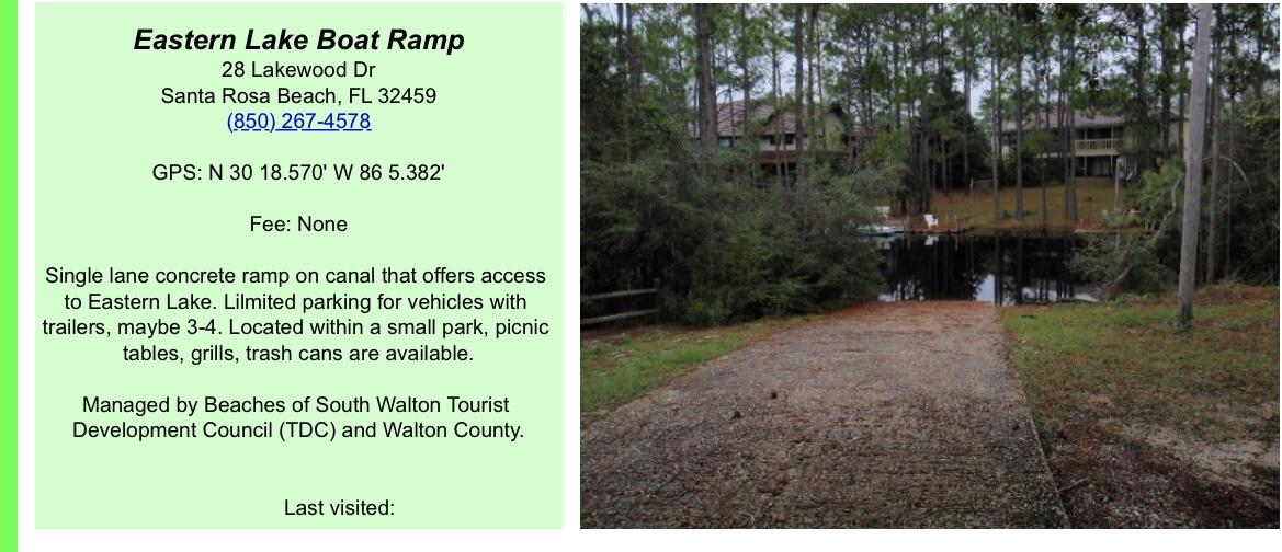 69 Lake Pointe Drive Santa Rosa Beach, FL 32459 - Photo 56 of 60 Eastern Lake Boat Ramp