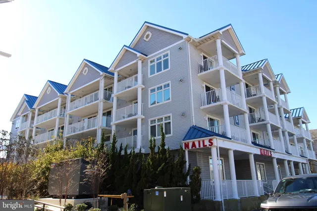 a front view of a multi story building