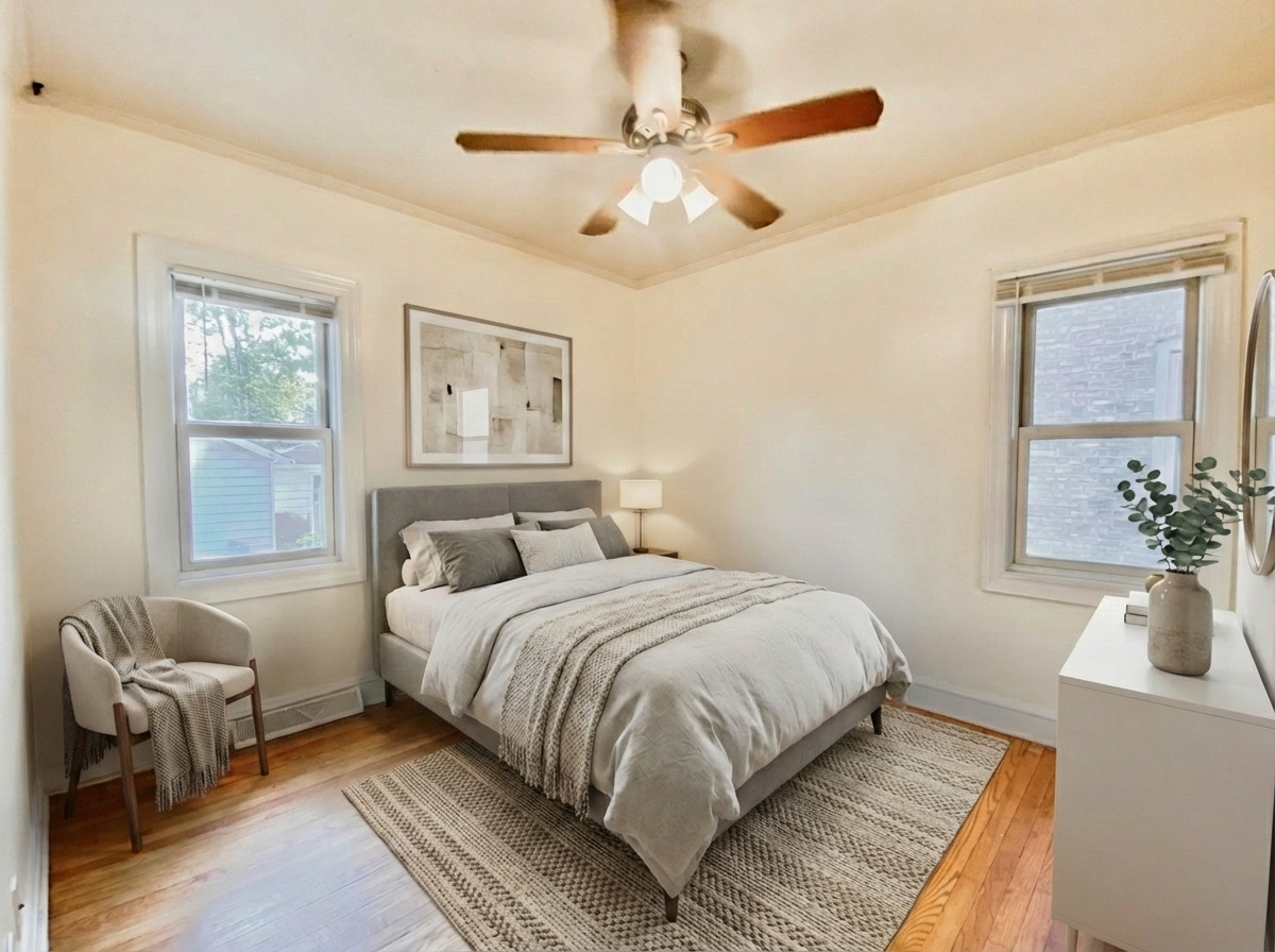 18034 Ridgewood Avenue Lansing, IL 60438 - Photo 7 of 35 a bedroom with a large bed and a couch
